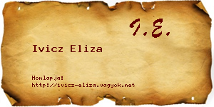 Ivicz Eliza névjegykártya